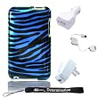 Protect Your iPod Zebra case for Apple Ipod Touch Itouch 8GB 16GB 32GB 2G 2nd Generation + 3 in 1 Combo Travel Kit Retractable USB, Home and Car Charger included + Includes a 4-inch eBgivalue Determination Hand Strap (Blue)
