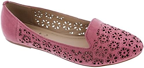 MACHI Womens NF-BARA Pink Suede Laser Cut Loafer 8
