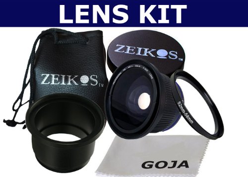 SUPER KIT, 0.40X Super Wide Angle Fisheye with Macro Extension (52MM/58MM)+ 1 Lens Cap + 1 Carry Case + 1 Adapter Ring 52-58MM + 52MM 1 High Quality Lens Adapter Tube + 1 Ultra Fine Microfiber Cleaning Cloth GOJA For KODAK DX7440