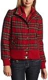 Coffeeshop Outerwear Junior's Plaid Bomber,Red Plaid,Small