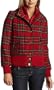 Coffeeshop Outerwear Junior's Plaid Bomber,Red Plaid,Small