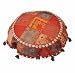 Exclusive Designer Multi Colored Patch Work Floor Cushion Cover or Ottoman Stool with Beads & Shell Work (It Comes Unfilled)