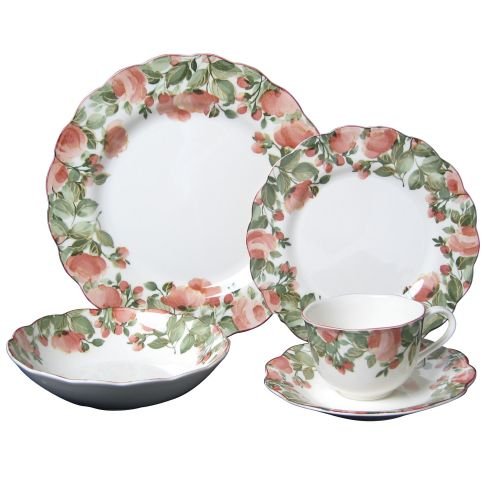 Nikko Ironstone Precious 5 Piece Dinnerware Place Setting whitedinnerware