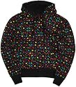 Neon Rainbow Star Print Skinny Fit Hoodie (Black)