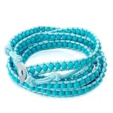 Pugster Mothers Day Jewelry Classic Turquoise Beads Wrap Bracelet On Blue Leather Chip Stone