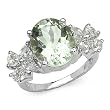 5.60 Carat Genuine Green Amethyst & White Topaz Sterling Silver Ring