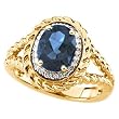 14K White Gold Chatham Created Sapphire and Diamond Ring