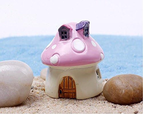 Palazze Mini Artificial Mushroom House for Flower Pots , Plant Boxes , Containters , Planters Decoration , Microlandschaft Decorative Accessories 2Pcs (Pink)