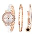 Xinge D3866L-W Women's Rose Gold Tone Roman Numerals Bangle Watch and Bracelet Set