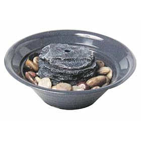 Tabletop Fountain with Black Plastic Bowl and Flow Control