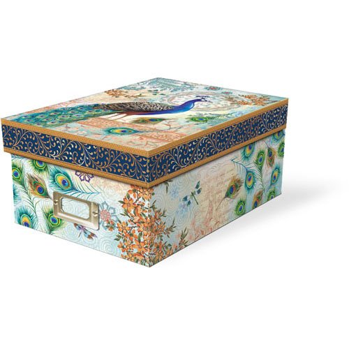Punch Studio Blue Royal Peacock Photo Storage Box