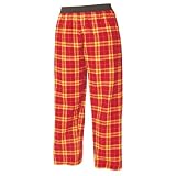 Review   / Maroon (dark red) and Gold (Yellow) tartan plaid check flannel cotton pants for lounging, sleep, sports. Unisex relaxed fit, available in 3 Youth sizes, exposed elastic waist