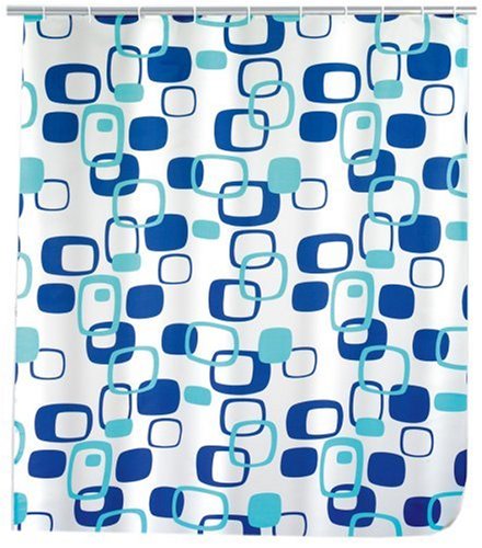 WENKO 19180100 Duschvorhang Geometrix - hochwertiges Textilgewebe, 240 x 180 cm