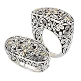 Sterling silver and 18k gold Enchanta Collection Celtic design oval ring size 8