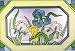 Blue Iris with Border Horizontal Painted Art Glass Panel