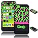 Bastex Heavy Duty Hybrid Case for iPhone 5C, 5th Generation - Black Silicone / Leopard Print Hard Shell with Infinity Symbol