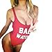 Zmart Red One Piece Letter Print Monokini Women Swimwear Sexy Bathing Suit,Red,Small