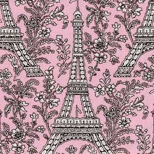 Eiffel Tower Pastel Pink by Michael Miller (One Yard Total)