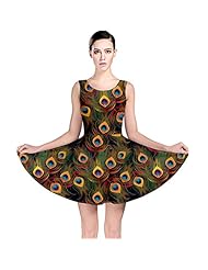 General Print Polyester/Spandex Feathers Stretchy Skater Dress 