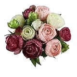 OurWarm ウェディング ブーケ山茶花 造花 枯れないブーケ 結婚式 花束 花嫁応援 前撮りや2次会 挙式　豪華絢爛 ブライダルフラワー ハッピーブーケ (ピンク)