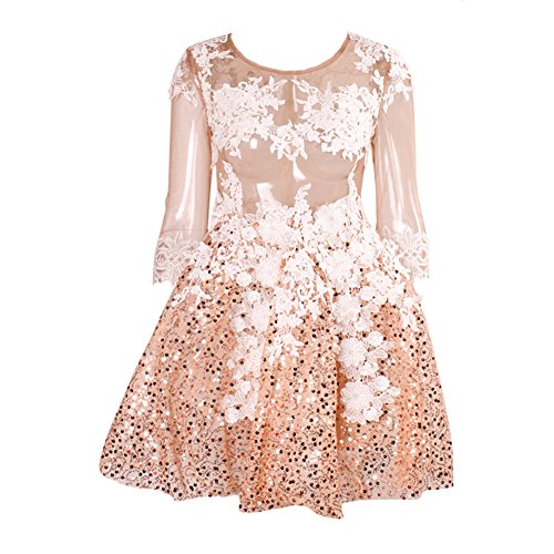 Missord Womens Round Neck Flower Lace Casual Short Dress Sequins |  Desertcart Bahamas