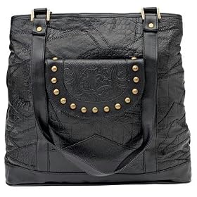 Large Hobo Purse Black Western Design look Leather Purse