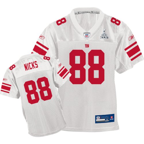 Reebok New York Giants Hakeem Nicks Super Bowl XLVI Youth Replica White Jersey Large