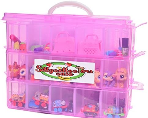 Shopkins 3 Stackable Layer Plastic Toy Collector Case, Pink