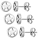3 PAIR PACK Small Stainless Steel Army Star Stud Earrings 3/8 inch
