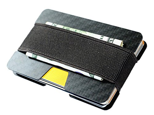 Carbon Fiber RFID Blocking Money Clip Credit Business Card Holder Slim Wallets for Men (Black)