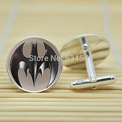 Pretty Lee Batman In Silver Cufflinks Glass Cabochon Cufflinks C3315