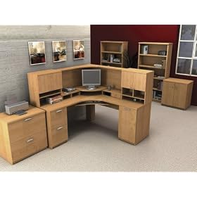 Corner Desk Set 3 in Honey - Elite - Bestar Office Furniture - 68852-45 by Bestar Furniture