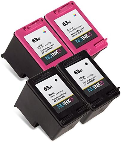 NUINKO 4 Pack Remanufactured HP 63XL Ink Cartridge for HP Envy 4520 Deskjet 3630 2130 2132 3632 3634 OfficeJet 3830 4650 Printer (2 Black 2 Color)