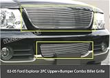 02 03 04 05 Ford Explorer 2pc Combo Upper+Bumper Billet Grille