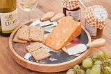 OccasionTM Rotating Lazy Susan Glass Cheese Board, with integrated storage and 4 specialist cheese knives