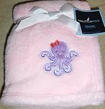 NAUTICA Kids Baby Girl Soft Plush Blanket Pink with Octopus Applique