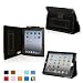 Snugg iPad 2 Leather Case Cover and Flip Stand with Elastic Hand Strap and Premium Nubuck Fibre Interior (Black)