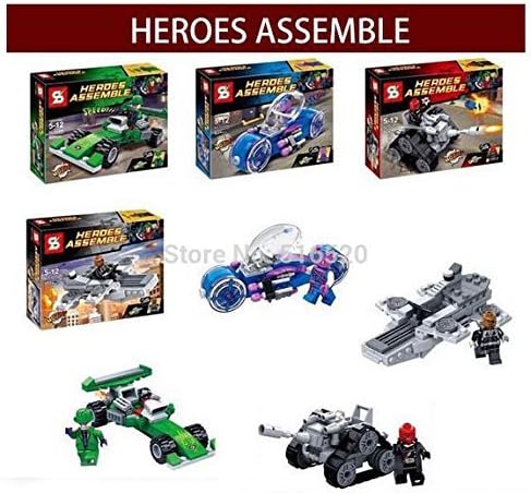 2015 New Coming SY209 Shen yuan Super heroes assemble Red skull Hawkeye Nick motorcycle building block set toys