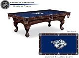 Nashville Predators Logo Pool Table with Elmhurst Legs and Cinnamon Finish