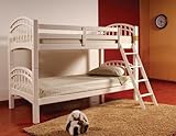 White Finish Wood Arched Design Twin Size Convertible Bunk Bed