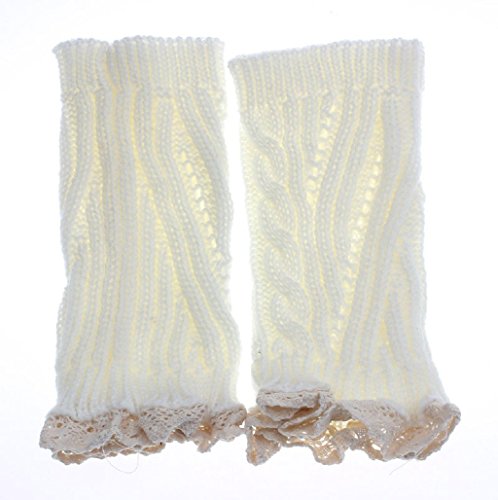 TOOPOOT(TM) Women Crochet Knitted Lace Trim Boot Cuffs Leg Warmer Socks (White)