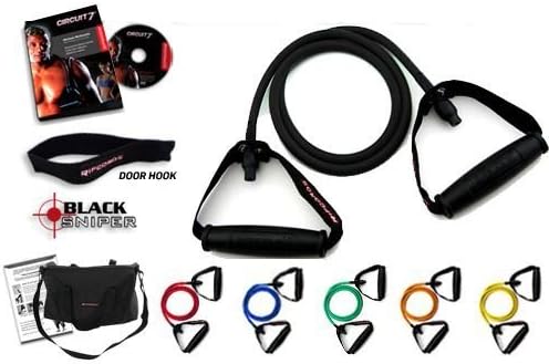 Ripcords Resistance Exercise Bands Black Sniper Edition: Exercise Bands, Door Anchor and Manual
