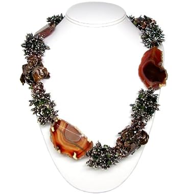 HinsonGayle DIVA Collection "Cristiana" Chocolate Keshi Cultured Pearl and Agate Necklace