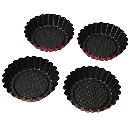 MCIRCO 4piece Stainless Steel Egg Tart Mold Nonstick Bakeware Mini Pie Pan for Egg Tart