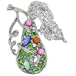 Silver Tone Rhinestone Pear Brooches Pin