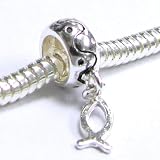 Queenberry 925 Sterling Silver Christian Fish Dangle Charm for Pandora Troll Biagi Chamilia Bracelets