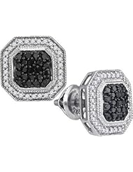 10KT White Gold 0.50 CTW-Diamond Micro-Pave Earring