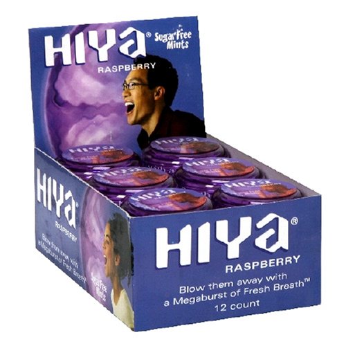 Hiya Sugar-Free Mints, Raspberry, Mini Jars in 12-Count Boxes (Pack of 2) by Sugar-Free Candy