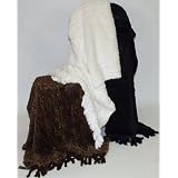 Black Knit Rex Rabbit Fur Blanket by Tres Chic Furs