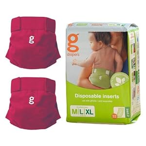 gDiaper Starter Bundle - 2 gPants + Disposable Inserts - Large
